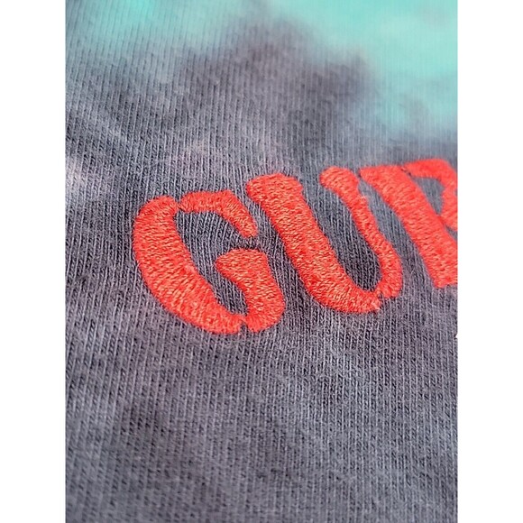 Vintage Guess Shirt Mens M Blue Black Tie Dye Graphic Flag Embroidered 90s - Picture 10 of 15